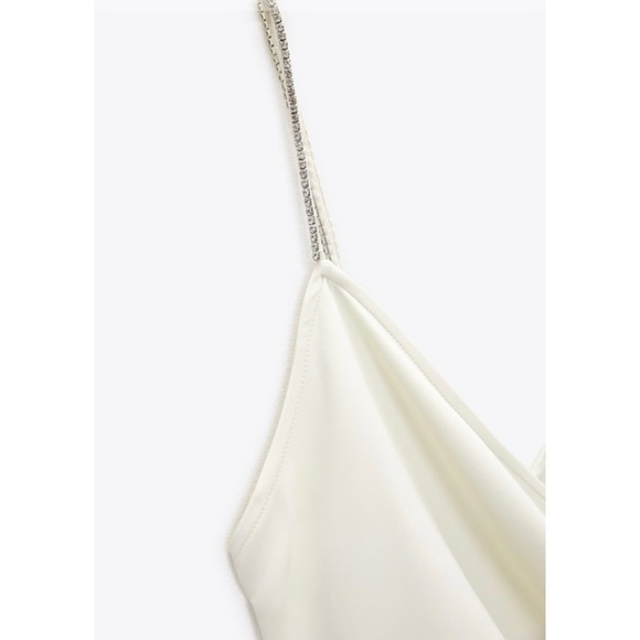 Zara sparkly strap midi dress in cream - Picture 8 of 11